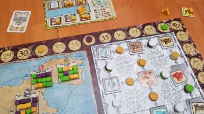 My newest board game, Calimala. Really enjoying this one, especially the action selection mechanism.